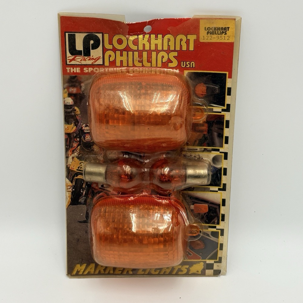Lockhart Phillips 122-9512 Pair Amber 12V Motorcycle Marker Lights NOS Vintage